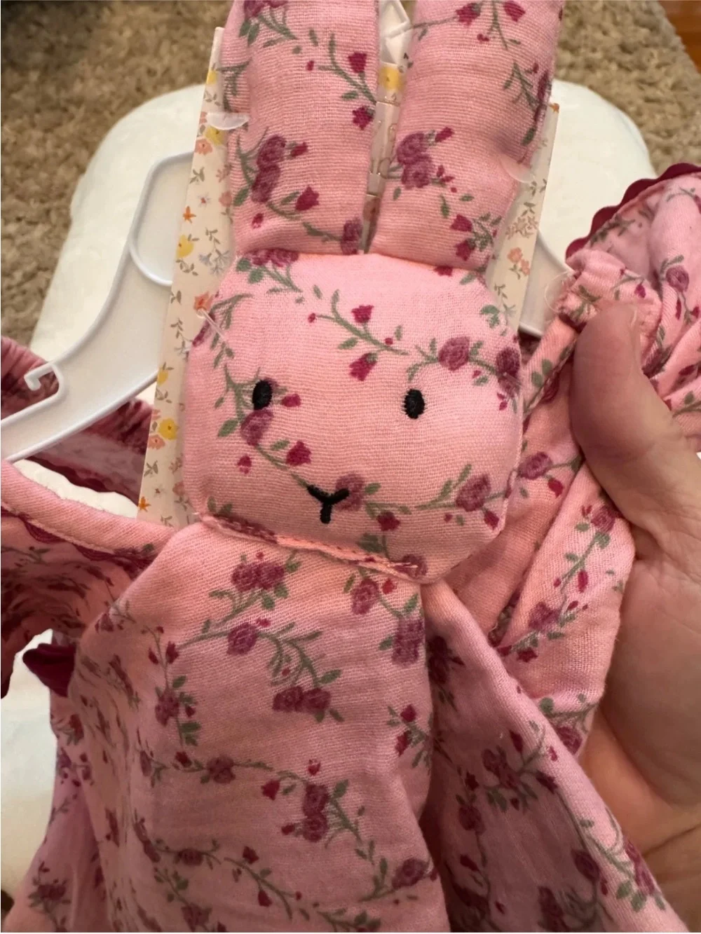 Vintage Style Floral Infant Romper with Matching Bunny Toy